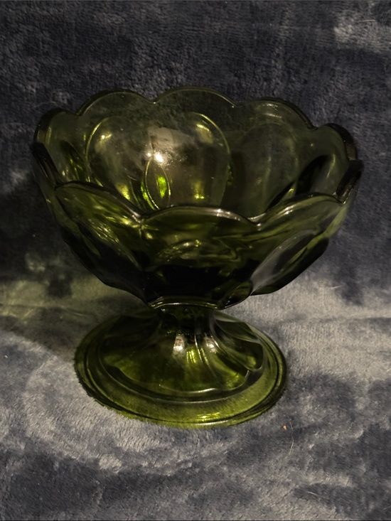 Accents | Green Vintage Pressed Glass Pedestal Compote | Poshmark